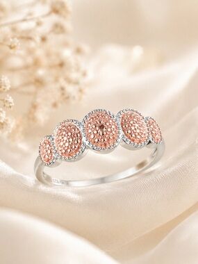 Champagne Diamond Accent Ring Rose Gold Rhodium & Platinum Over Sterling Silver